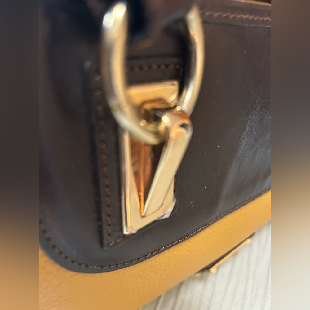 Valentina Yellow and Brown Italian leather Women's Purse - Picture 8 of 9